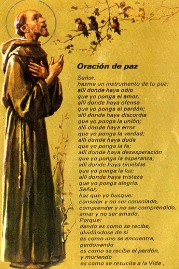 Oración de San Francisco de Asís por la Paz